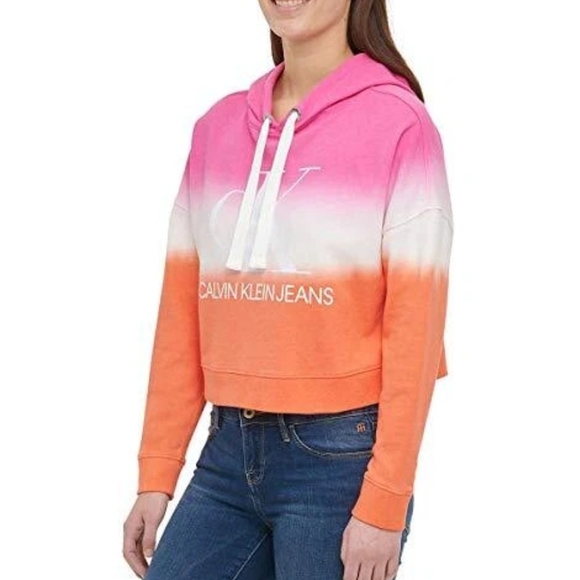 Calvin Klein Women's Pink and Orange Ombre Hoodie, Size XXL - Picture 3 of 8
